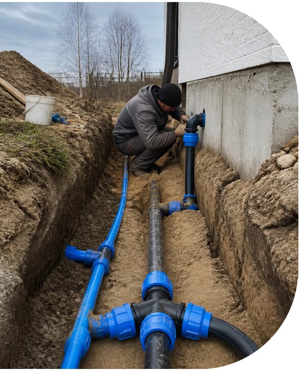 Монтаж наружного водопровода на участке под ключ в Саяногорске